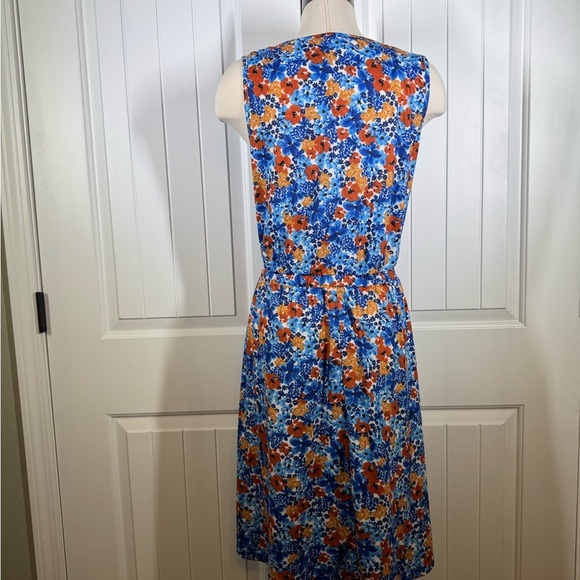 Floral Sleeveless Dress - Blue and Orange - Picture 3 of 7